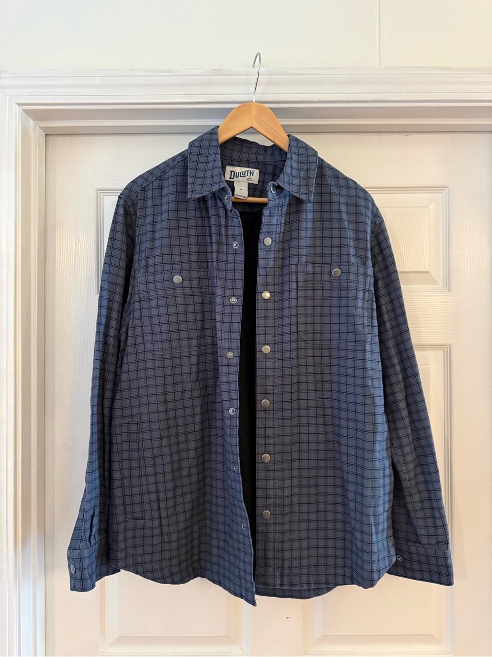 Duluth Trading Co. Slate Blue Plaid Shirt Jacket